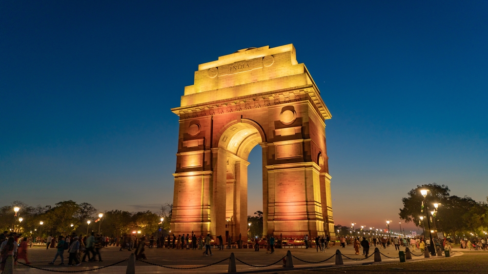 The India Gate is a war memorial located at Kartavya path, New Delhi, India